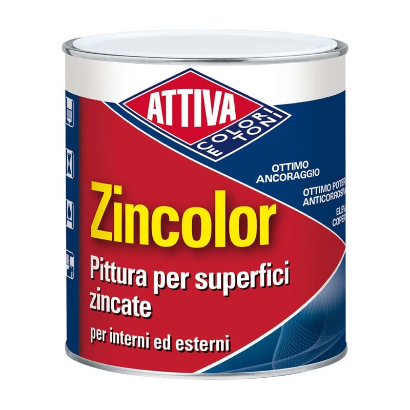 Pittura Per Superfici Zincate Bianco 750 mL Attiva Zincolor