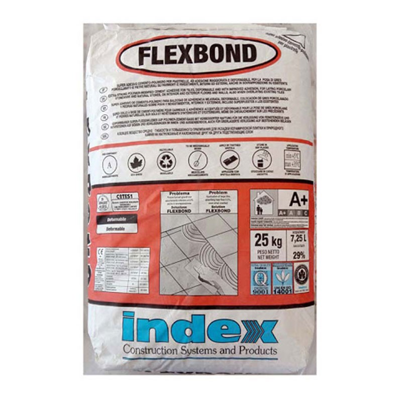 Super Adesivo Piastrelle Flexbond Index Bianco 25 Kg