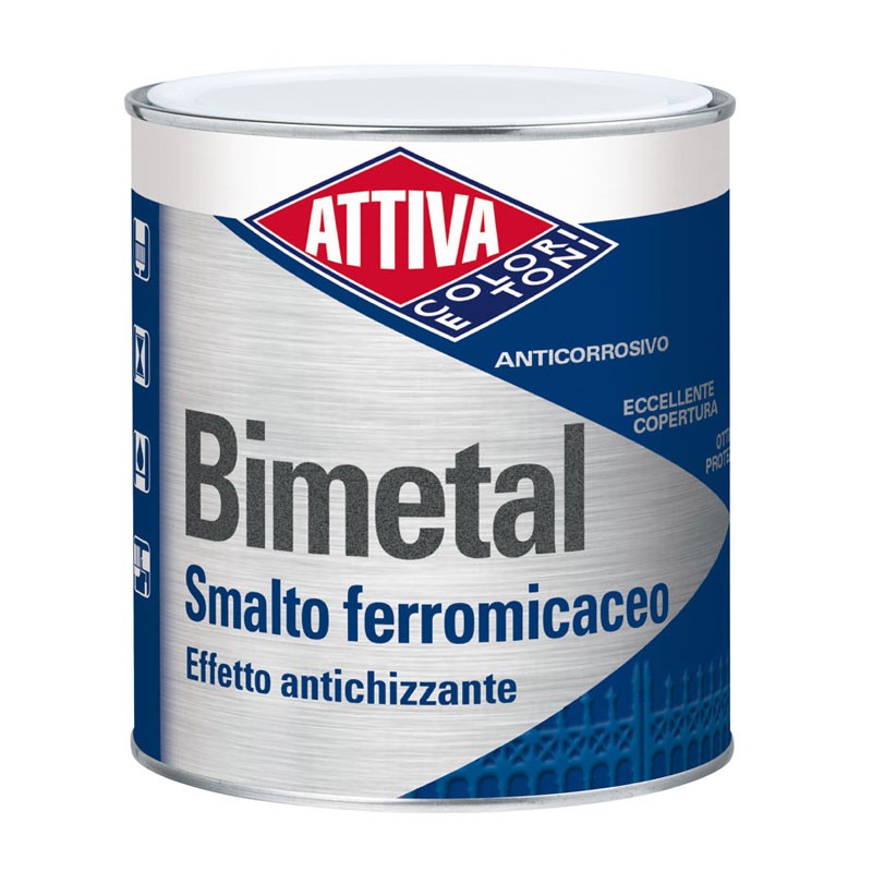 Smalto Anticorrosivo Antichizzato Grigio Naturale 11 Attiva Bimetal 750 ml